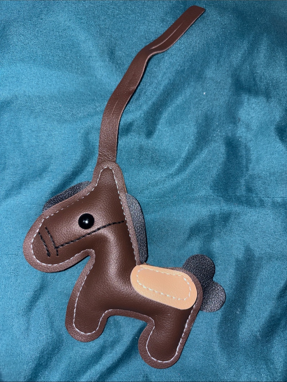 Brown Leather Pony Bag Charm with Tan Saddle